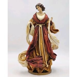 Ethan Allen Italy Paper Mache Lady Figurine 16" Rare Burgundy Gold Renaissance